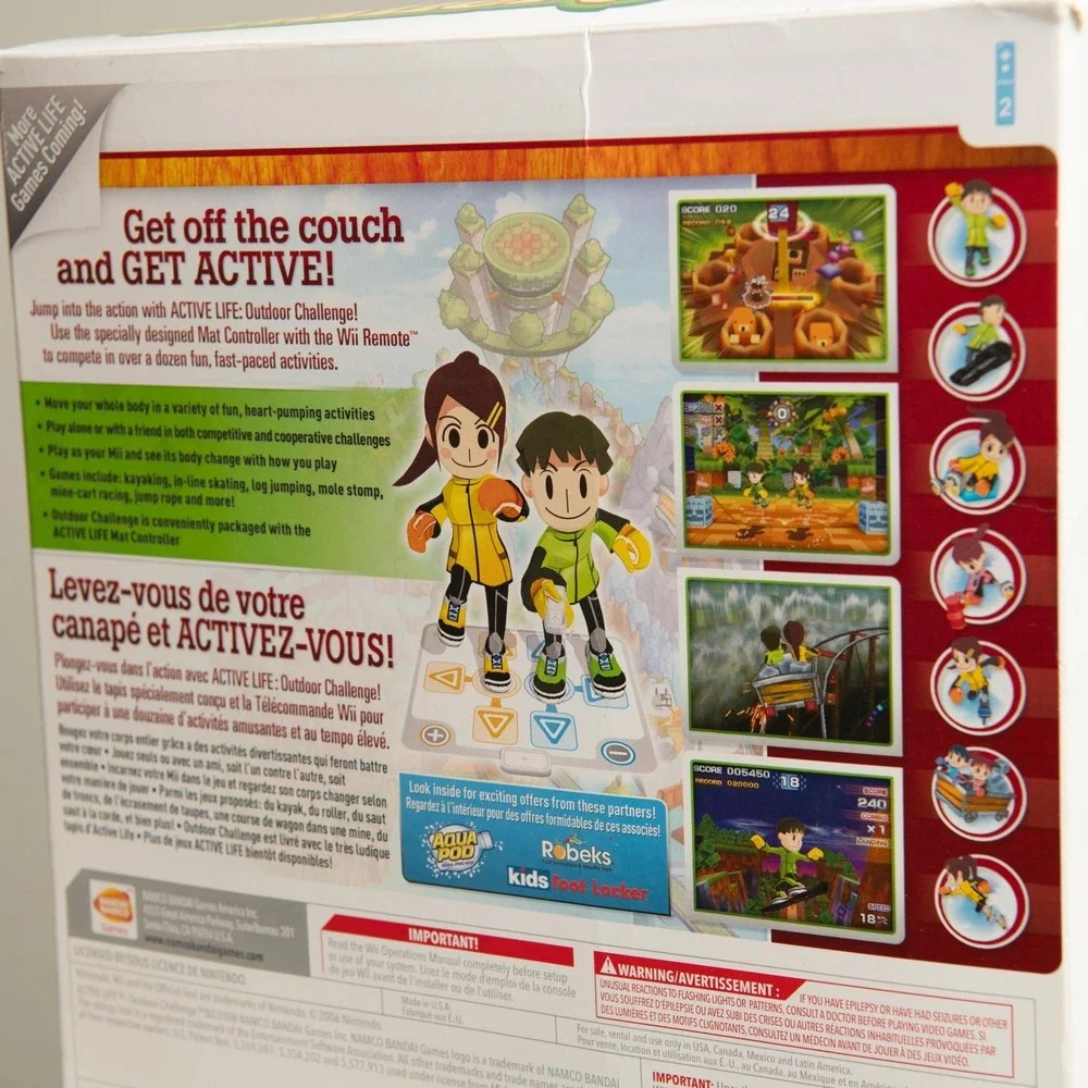 Wii Active Life Outdoor Challenge Nintendo Game with Mat Controller Bundle Boxed